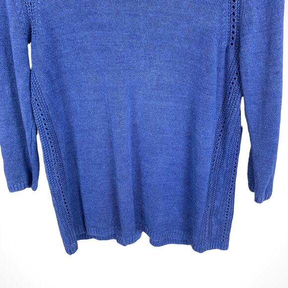 Talbots Womens Blue 3/4 Sleeve Linen Sweater Size Large Petite Casual Office - Picture 4 of 11